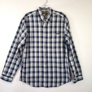 Eddie Bauer Mens Medium Button Up Shirt Plaid Long‎ Sleeve Cotton Blend Classic